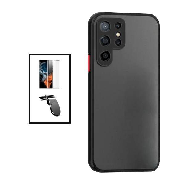 Kit Capa Anti Choque Camera Protection +Película de Vidro Temperado Curved + Suporte Magnético L Safe Driving Carro para S...