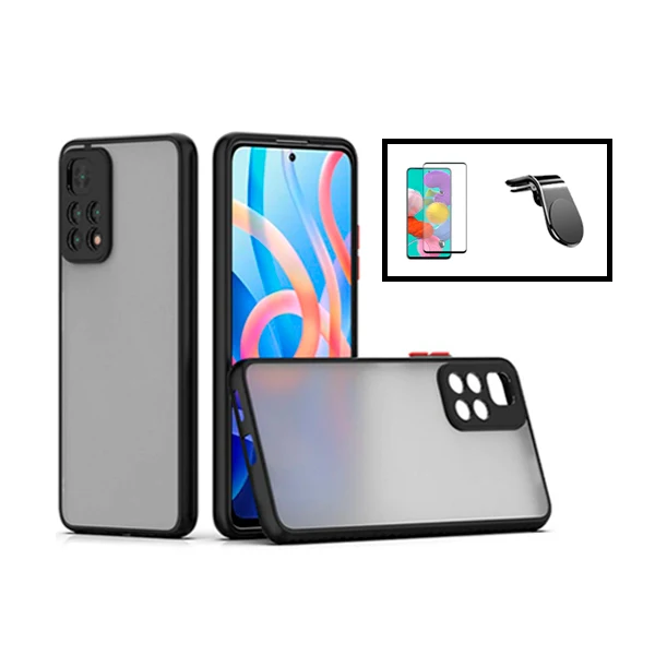 Kit Capa Anti Choque Camera Protection + Película 5D Full Cover + Suporte Magnético L Safe Driving Carro para Xiaomi Redmi...