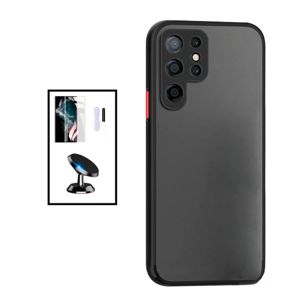 Kit Capa Anti Choque Camera Protection + Película de Vidro Nano Curved UV + Suporte Magnético de Carro para Samsung Galaxy...