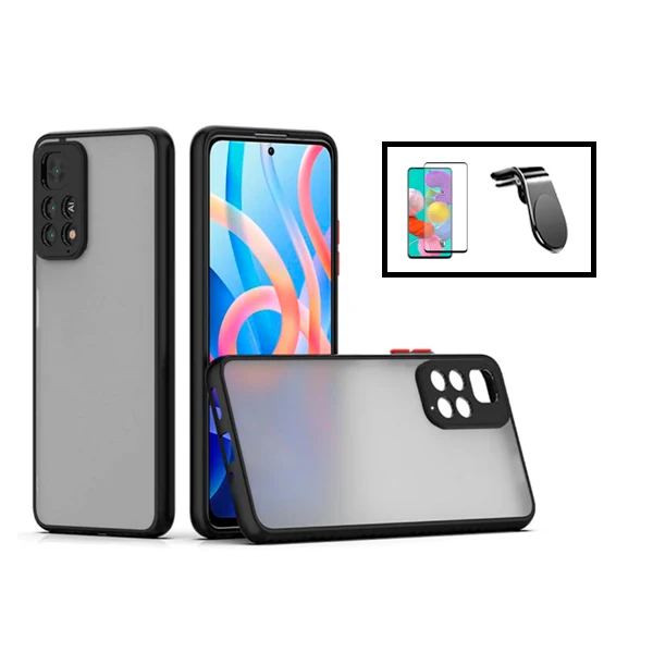 Kit Capa Anti Choque Camera Protection + Película 5D Full Cover + Suporte Magnético L Safe Driving Carro para Xiaomi Redmi...
