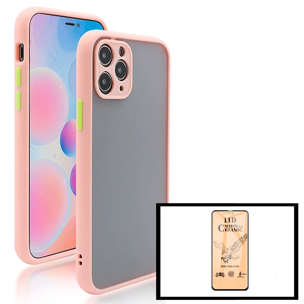 Kit Capa Anti Choque Camera Protection + Película CeramicGlass para Apple iPhone 13 Pro - Rosa