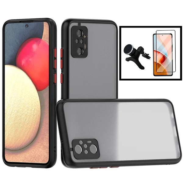 Kit Capa Anti Choque Camera Protection + Película 5D Full Cover + Suporte Magnético Reforçado de Carro para Xiaomi Redmi N...
