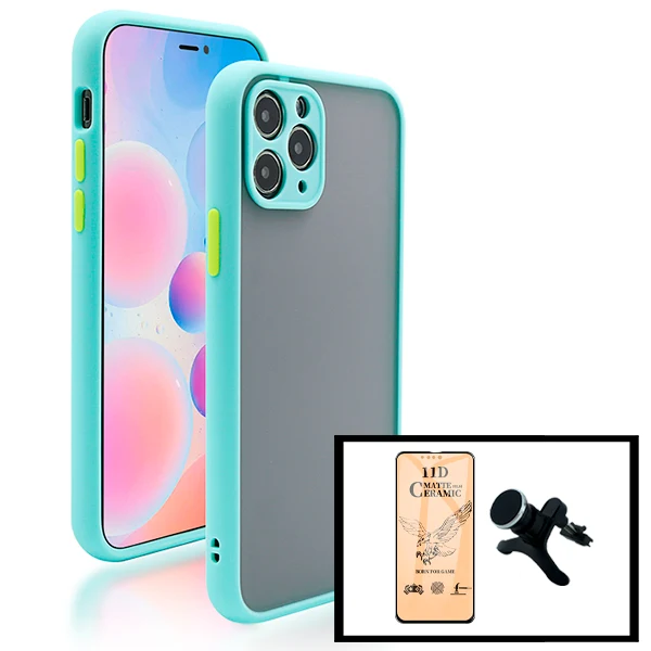 Kit Capa Anti Choque Camera Protection + Película CeramicGlass + Suporte Magnético Reforçado de Carro para Apple iPhone 13...