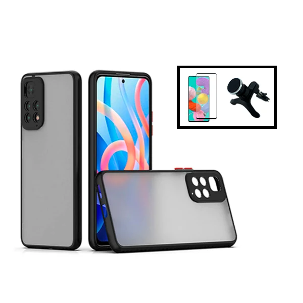 Kit Capa Anti Choque Camera Protection + Película 5D Full Cover + Suporte Magnético Reforçado de Carro para Xiaomi Redmi N...