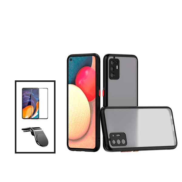 Kit Capa Anti Choque Camera Protection + Película 5D Full Cover + Suporte Magnético L Safe Driving Carro para Oppo A94 5G...