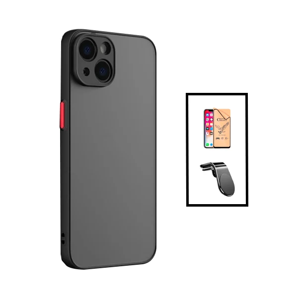 Kit Capa Anti Choque Camera Protection + Vidro Temperado CeramicGlass + Suporte Magnético L Safe Driving Carro para Apple...