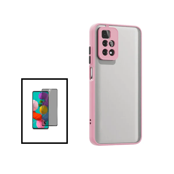 Kit Capa Anti Choque Camera Protection + Película 5D Anti-Spy para Xiaomi Redmi Note 11 - Rosa