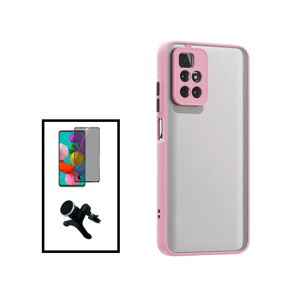 Kit Capa Anti Choque Camera Protection + Película 5D Anti-Spy + Suporte Magnético Reforçado de Carro para Xiaomi Redmi Not...