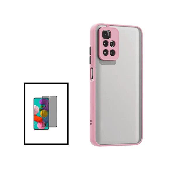 Kit Capa Anti Choque Camera Protection + Película 5D Anti-Spy para Xiaomi Redmi Note 11 Pro+ - Rosa