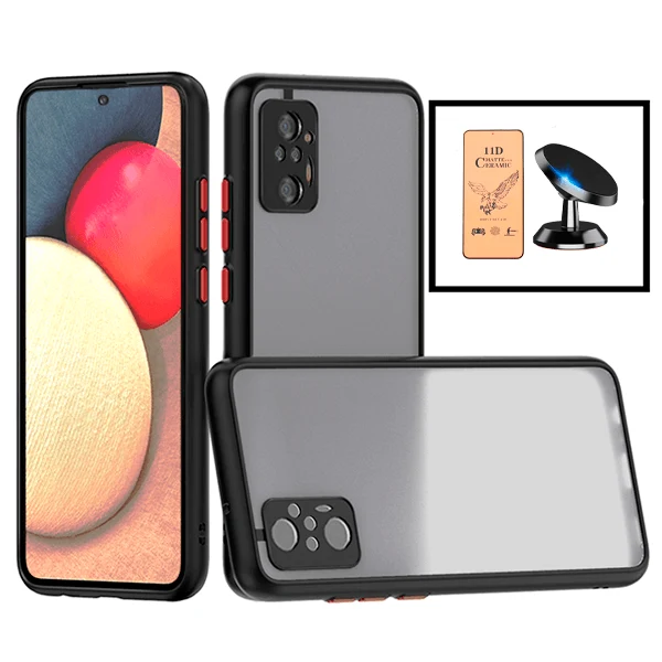 Kit Capa Anti Choque Camera Protection + Película CeramicGlass + Suporte Magnético de Carro para Xiaomi Redmi Note 10 Pro...