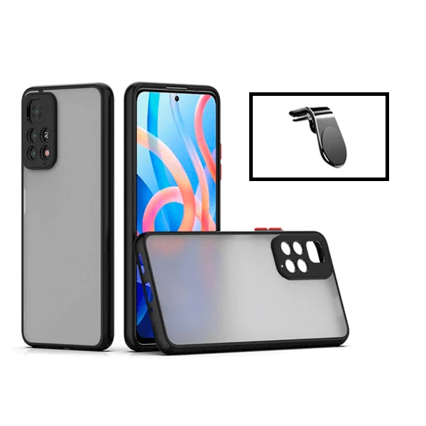 Kit Capa Anti Choque Camera Protection + Suporte Magnético L Safe Driving Carro para Xiaomi Redmi Note 11E Pro - Preto