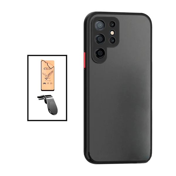 Kit Capa Anti Choque Camera Protection + Vidro Temperado CeramicGlass + Suporte Magnético L Safe Driving Carro para Samsun...