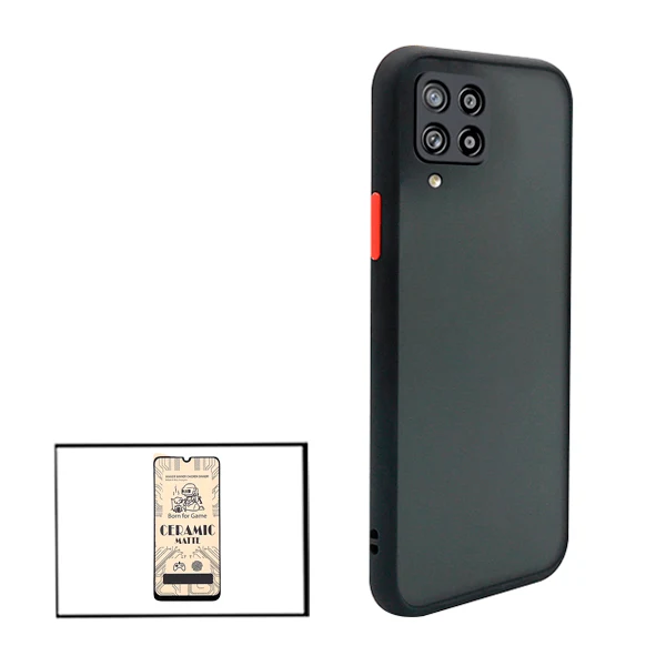 Kit Capa Anti Choque Camera Protection + Película CeramicGlass para Samsung Galaxy M12 - Preto