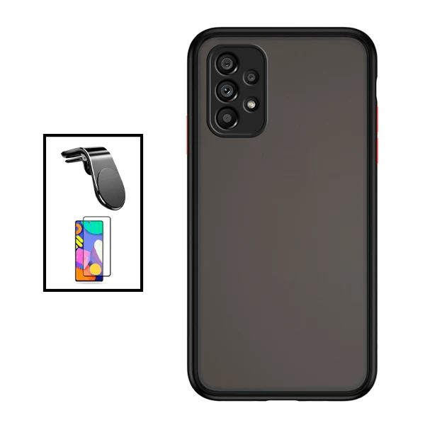 Kit Capa Anti Choque Camera Protection + Película 5D Full Cover + Suporte Magnético L Safe Driving Carro para Samsung Gala...