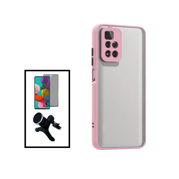 Kit Capa Anti Choque Camera Protection + Película 5D Anti-Spy + Suporte Magnético Reforçado de Carro para Xiaomi Redmi Not...