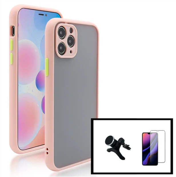 Kit Capa Anti Choque Camera Protection + Película 5D Full Cover + Suporte Magnético Reforçado de Carro para Apple iPhone 1...