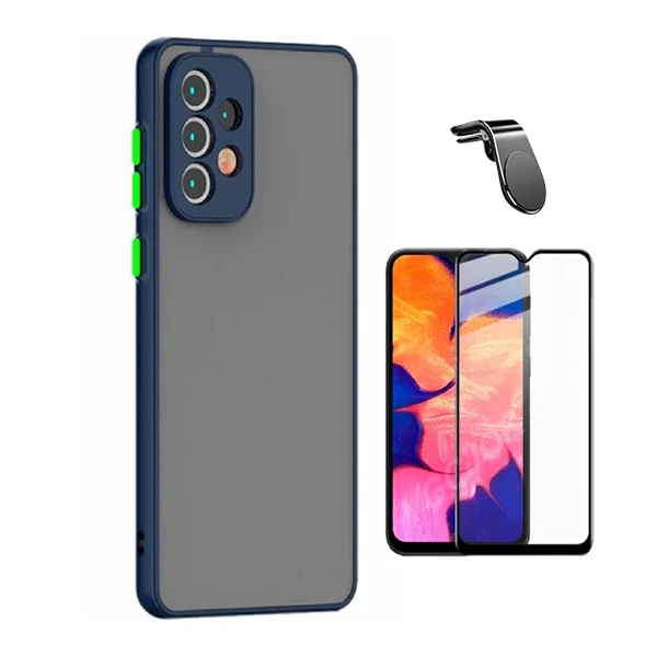 Kit Capa Anti Choque Camera Protection + Película Vidro + Suporte Magnético L Phonecare Para Samsung Galaxy A13 5G - Azul