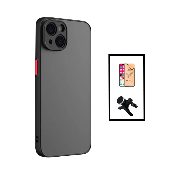 Kit Capa Anti Choque Camera Protection + Vidro Temperado CeramicGlass + Suporte Magnético Reforçado de Carro para Apple iP...