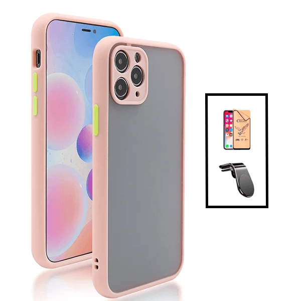 Kit Capa Anti Choque Camera Protection + Vidro Temperado CeramicGlass + Suporte Magnético L Safe Driving Carro para Apple...