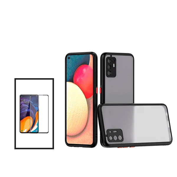 Kit Capa Anti Choque Camera Protection + Película 5D Full Cover para Oppo F19 Pro+ 5G - Preto