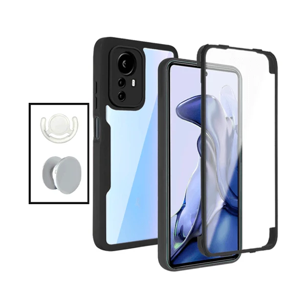 Kit Capa Anti-Crash 360 Protection + 1 GripHolder + 1 Suporte GripHolder Branco para Xiaomi 12 Pro - Preto