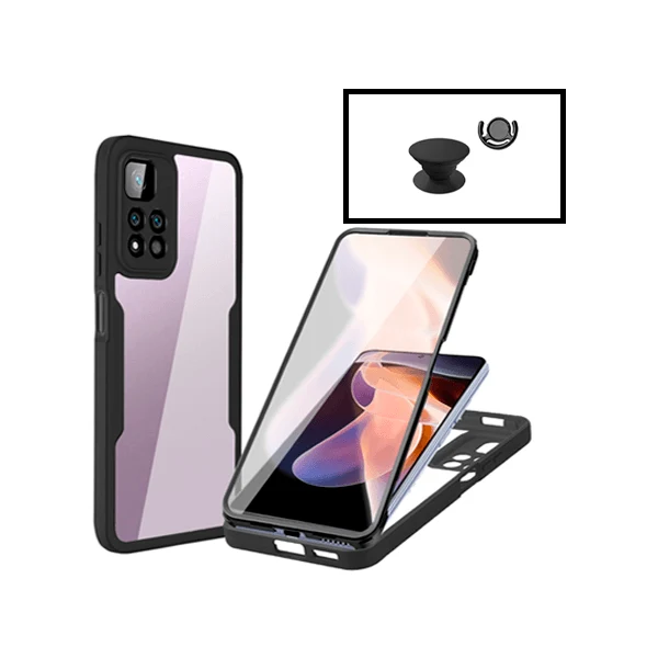 Kit Capa Anti-Crash 360 Protection + 1 GripHolder + 1 Suporte GripHolder Preto para Xiaomi Poco X4 NFC - Preto