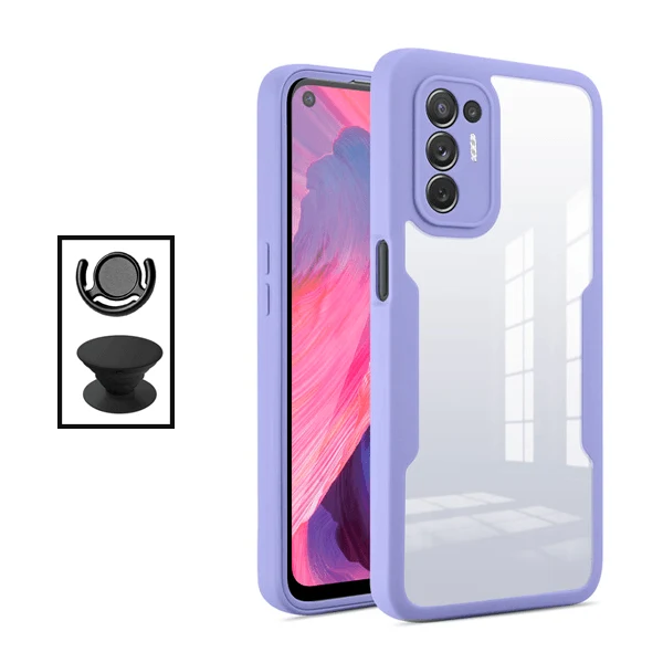 Kit Capa Anti-Crash 360 Protection + 1 GripHolder + 1 Suporte GripHolder Preto para Oppo Reno5 Z - Roxo