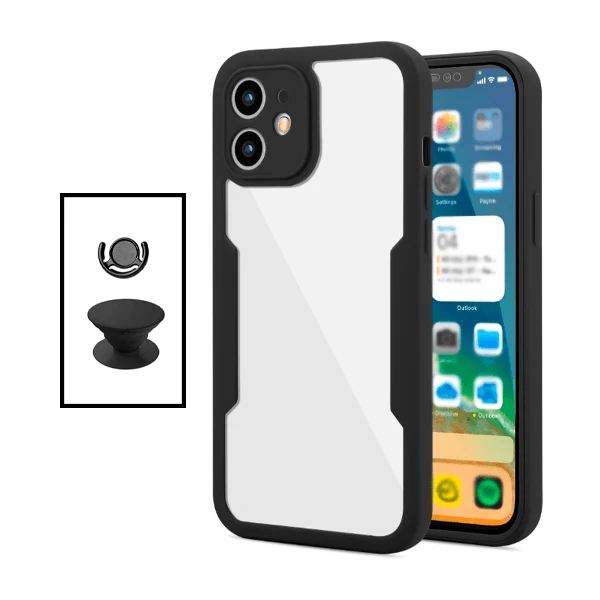 Kit Capa Anti-Crash 360 Protection + 1 GripHolder + 1 Suporte GripHolder Preto para Apple iPhone 11 - Preto