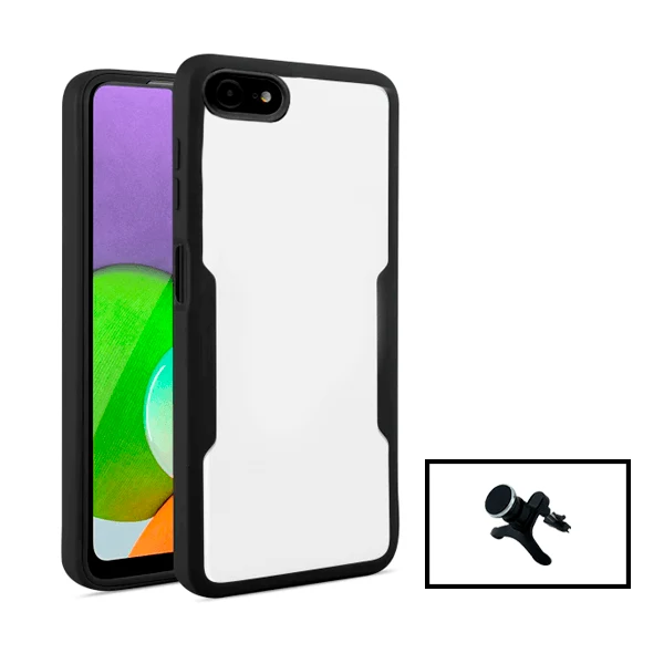Kit Capa Anti-Crash 360 Protection + Suporte Magnético de Carro Reforçado para iPhone SE 2022 - Preto