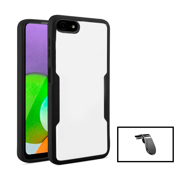 Kit Capa Anti-Crash 360 Protection + Suporte Magnético L Safe Driving Carro para iPhone SE 2022 - Preto