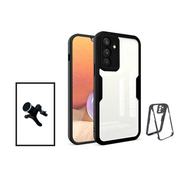 Kit Capa Anti-Crash 360 Protection + Suporte Magnético de Carro Reforçado para Samsung Galaxy A13 5G - Preto