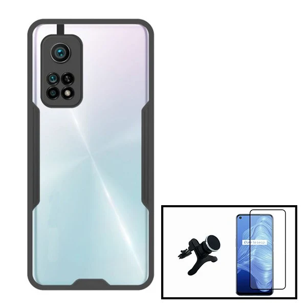 Kit Capa Anti-Impact Clear Armor + Película 5D Full Cover + Suporte Magnético de Carro Reforçado para Xiaomi Redmi K30s