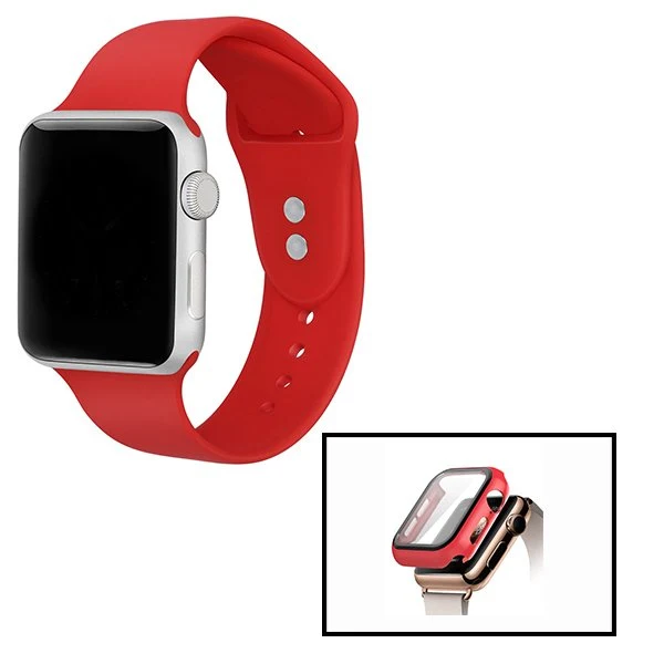Kit Capa Anti-Impacto + Bracelete SmoothSilicone para Apple Watch Series 6 - 40mm - Vermelho