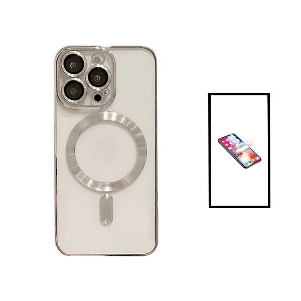 Kit Capa LuxArmor MagSafe Camera Protection + Pelicula de Hydrogel para Apple iPhone 14 - Cinza