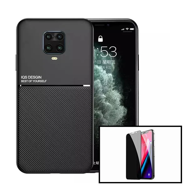 Kit Capa Magnetic Lux + Anti-Spy 5D Full Cover para Xiaomi Redmi Note 9 Pro