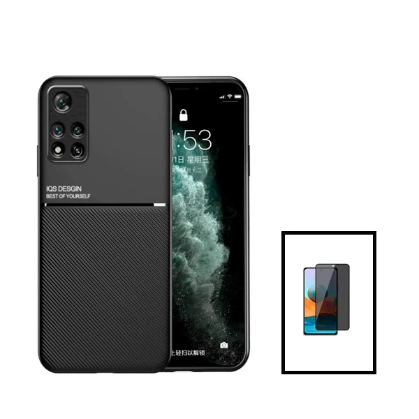 Kit Capa Magnetic Lux + Anti-Spy 5D Full Cover para Xiaomi 11i HyperCharge - Preto