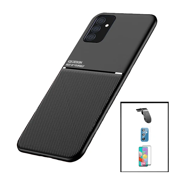 Kit Capa Magnetic Lux + 5D Full Cover + Película de Câmara Traseira + Suporte Magnético L Safe Driving para Samsung Galaxy...