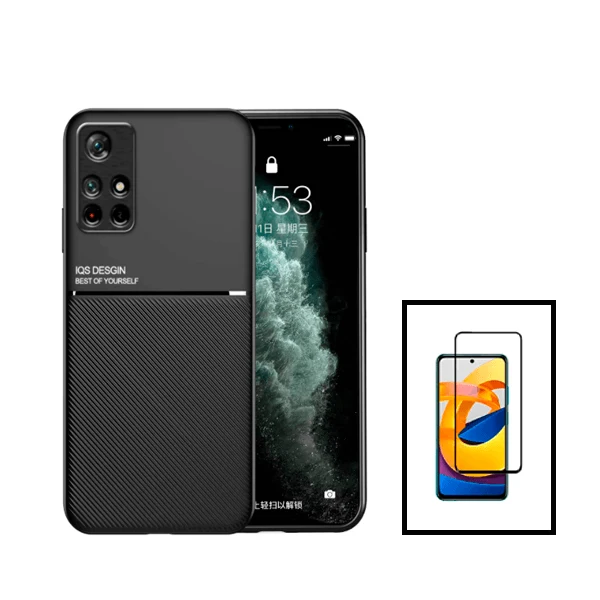 Kit Capa Magnetic Lux + 5D Full Cover para Xiaomi Poco M4 Pro - Preto