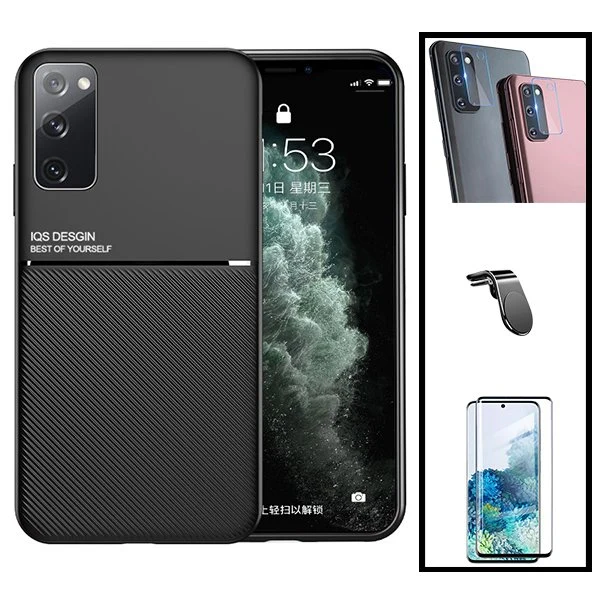 Kit Capa Magnetic Lux + 5D Full Cover + Película de Câmara Traseira + Suporte Magnético L Safe Driving para Samsung Galaxy...