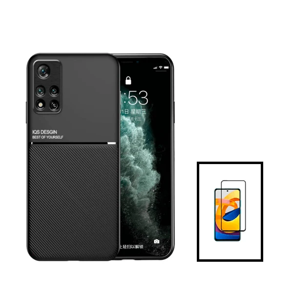 Kit Capa Magnetic Lux + 5D Full Cover para Xiaomi Redmi 10 Prime 2022 - Preto
