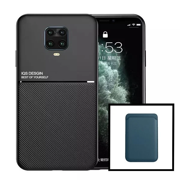 Kit Capa Magnetic Lux + Magnetic Wallet Azul para Xiaomi Redmi Note 9 Pro