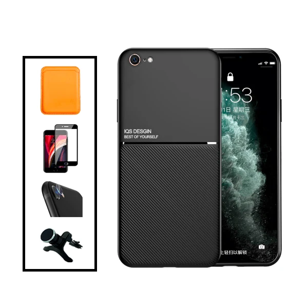 Kit Capa Magnetic Lux + Magnetic Wallet Laranja + 5D Full Cover + Película de Câmara Traseira + Suporte Magnético de Carro...
