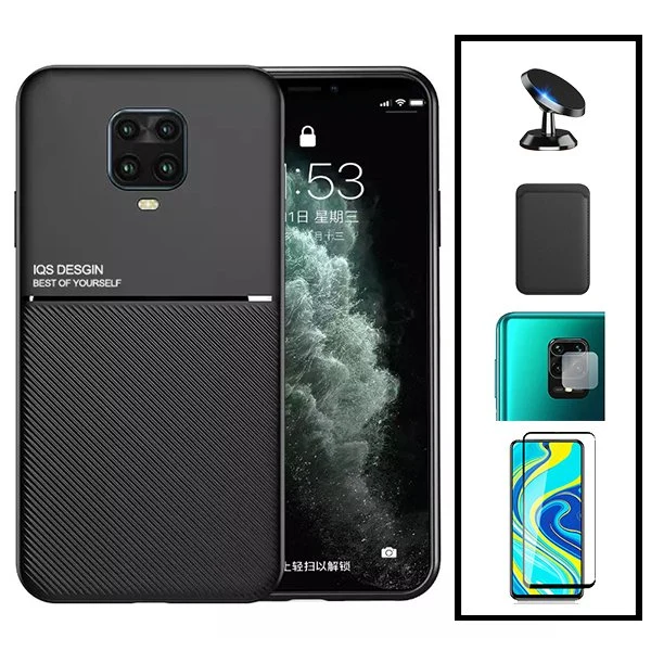Kit Capa Magnetic Lux + Magnetic Wallet Preto + 5D Full Cover + Película de Câmara Traseira + Suporte Magnético de Carro p...