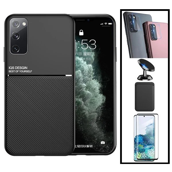 Kit Capa Magnetic Lux + Magnetic Wallet Preto + 5D Full Cover + Película de Câmara Traseira + Suporte Magnético de Carro p...