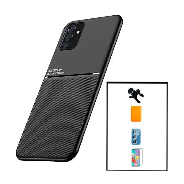 Kit Capa Magnetic Lux + Magnetic Wallet Laranja + 5D Full Cover + Película de Câmara Traseira + Suporte Magnético de Carro...