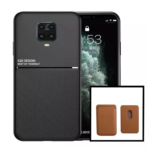Kit Capa Magnetic Lux + Magnetic Wallet Castanho para Xiaomi Redmi Note 9s