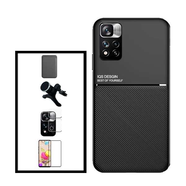 Kit Capa Magnetic Lux + Magnetic Wallet Preto + 5D Full Cover + Película de Câmara Traseira + Suporte Magnético de Carro R...