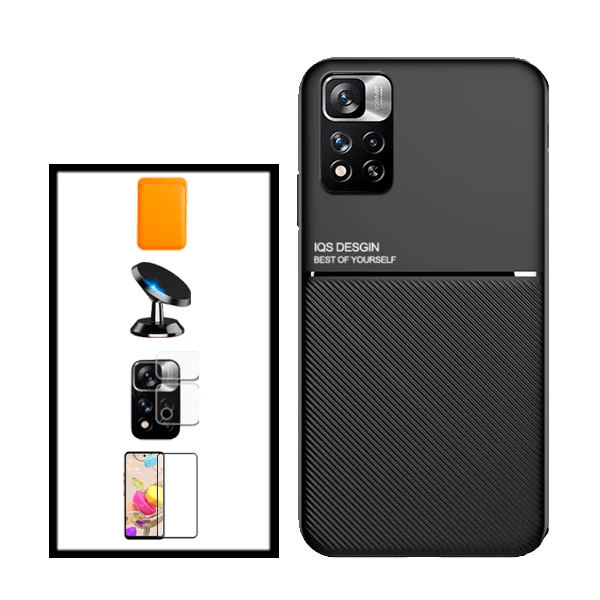 Kit Capa Magnetic Lux + Magnetic Wallet Laranja + 5D Full Cover + Película de Câmara Traseira + Suporte Magnético de Carro...