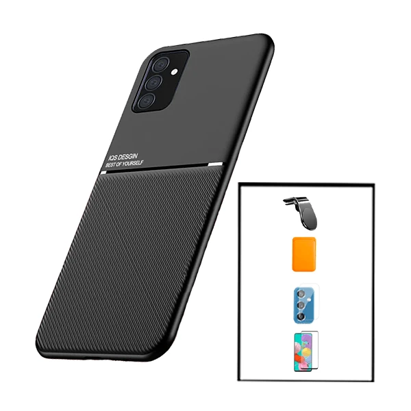 Kit Capa Magnetic Lux + Magnetic Wallet Laranja + 5D Full Cover + Película de Câmara Traseira + Suporte Magnético L Safe D...