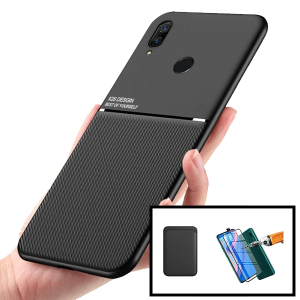 Kit Capa Magnetic Lux + Magnetic Wallet Preto + 5D Full Cover para Huawei P Smart Z